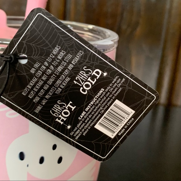 Pink Ghosts 30oz Stainless Steel Insulated Halloween Tumbler with Straw - Picture 9 of 10